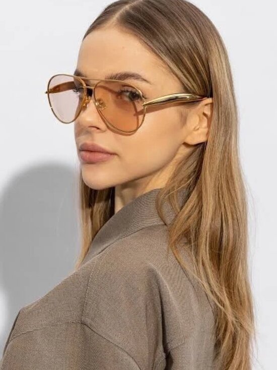 Bottega Veneta BV1305S Gold Frame Light Brown Lens Unisex Aviator Sunglasses main image 4